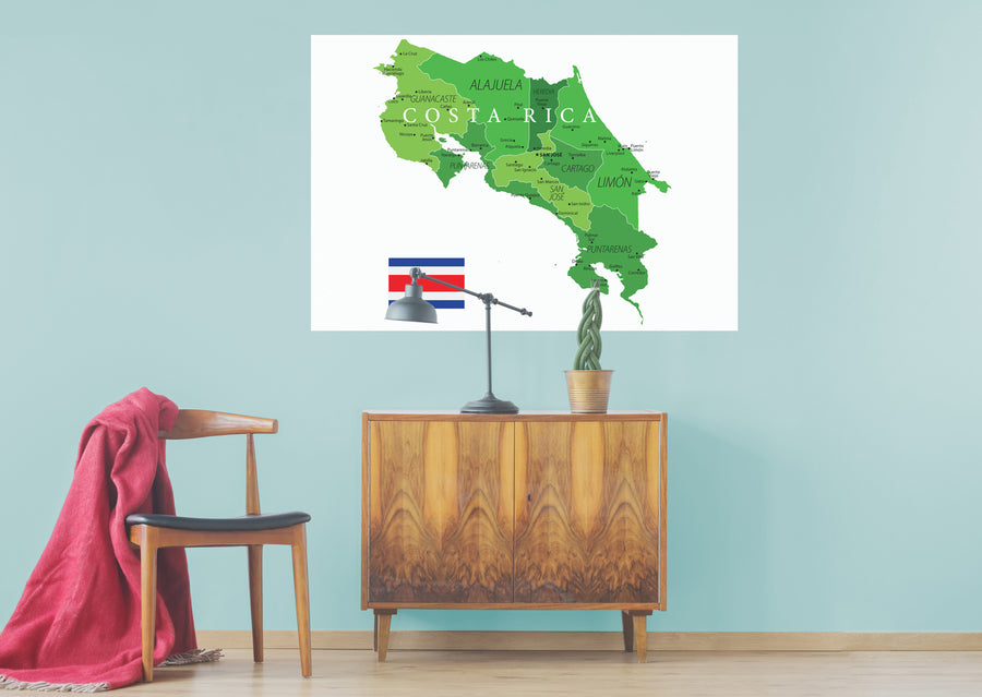 Maps of North America: Costa Rica Mural        -   Removable Wall   Adhesive Decal