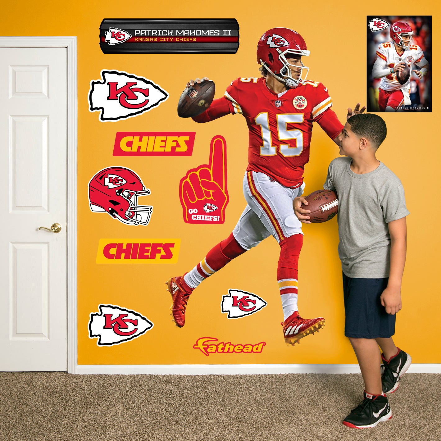 Kansas City Chiefs: Patrick Mahomes II 2022 Celebration - NFL Removable Adhesive Wall Decal XL