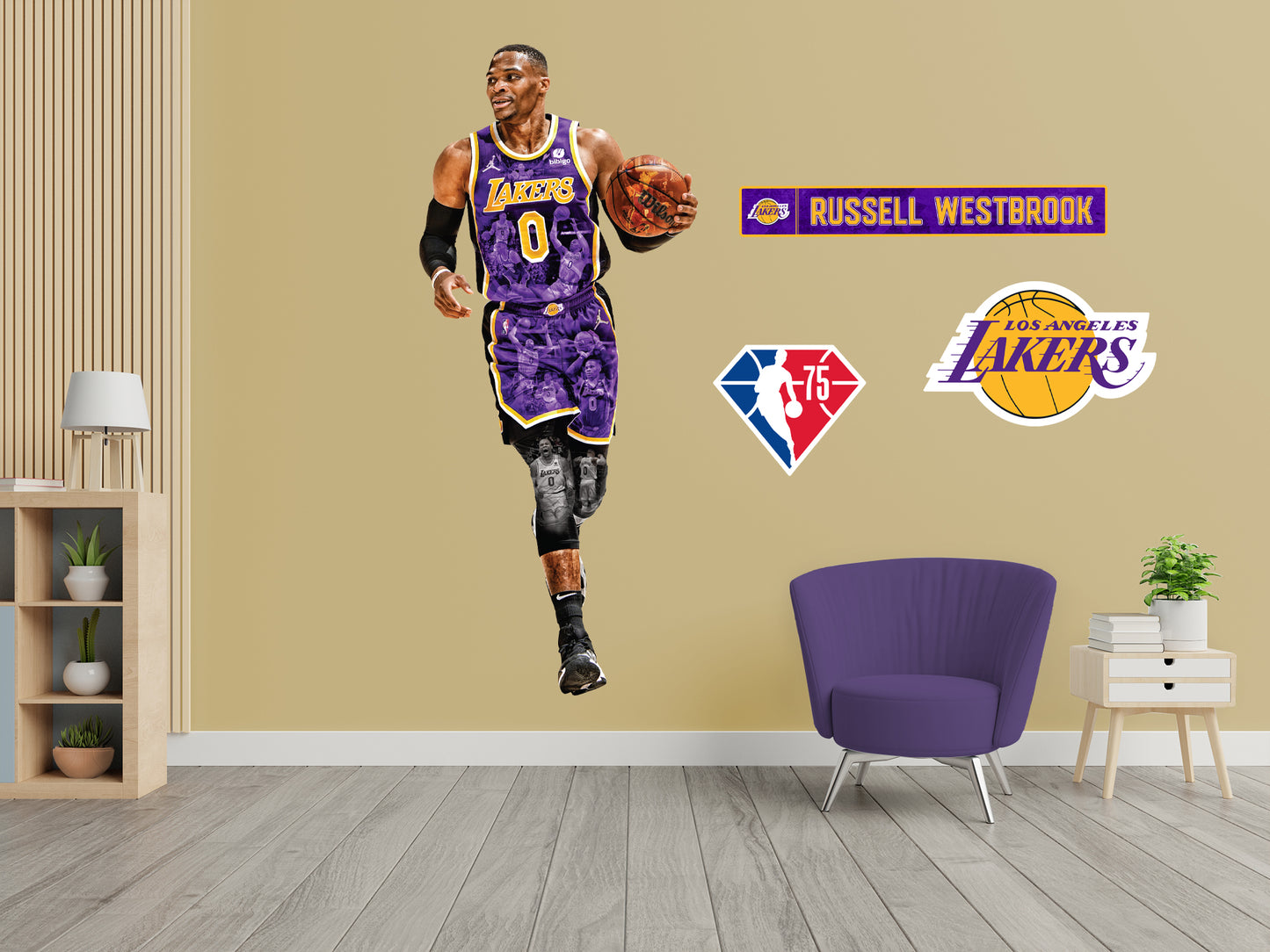 Los Angeles Lakers: Russell Westbrook 75th Anniversary Limited Edition - Officially Licensed NBA Removable Adhesive Decal