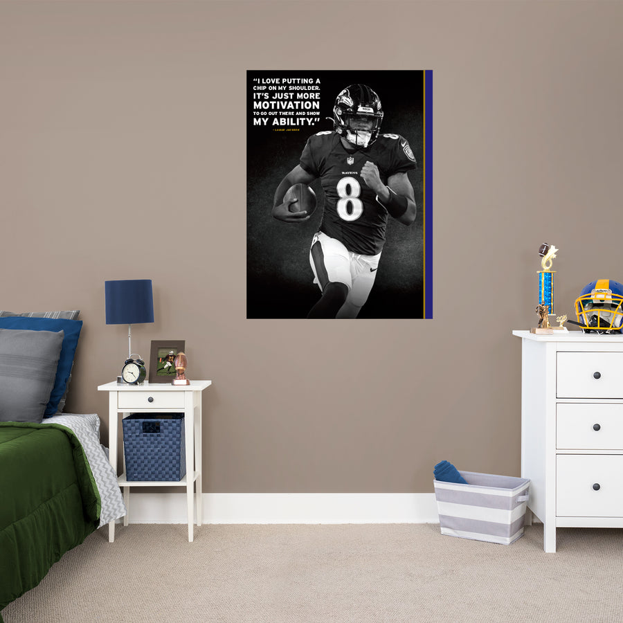Lamar Jackson - Inspirational - Peel & Stick Poster - Official NFL - Baltimore Ravens - Reusable Vinyl Wall Decal #1