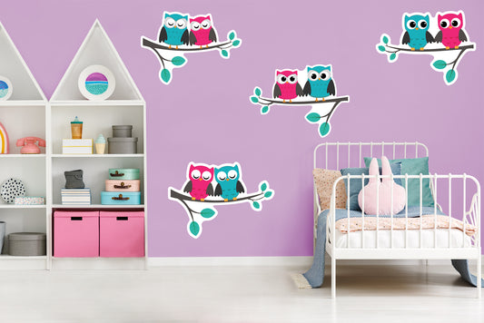 Nursery: Owl Neon Couples Collection        -   Removable Wall   Adhesive Decal
