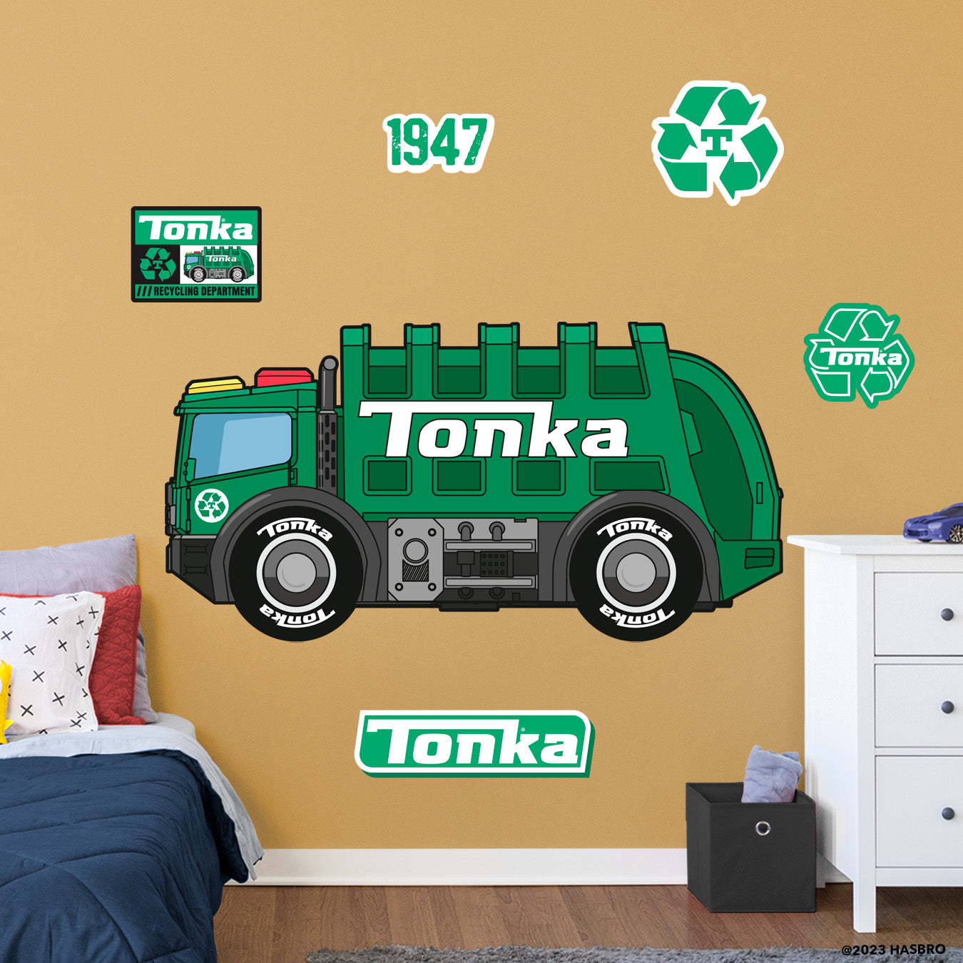 Tonka Trucks: Garbage Truck Classic RealBig        - Officially Licensed Hasbro Removable     Adhesive Decal