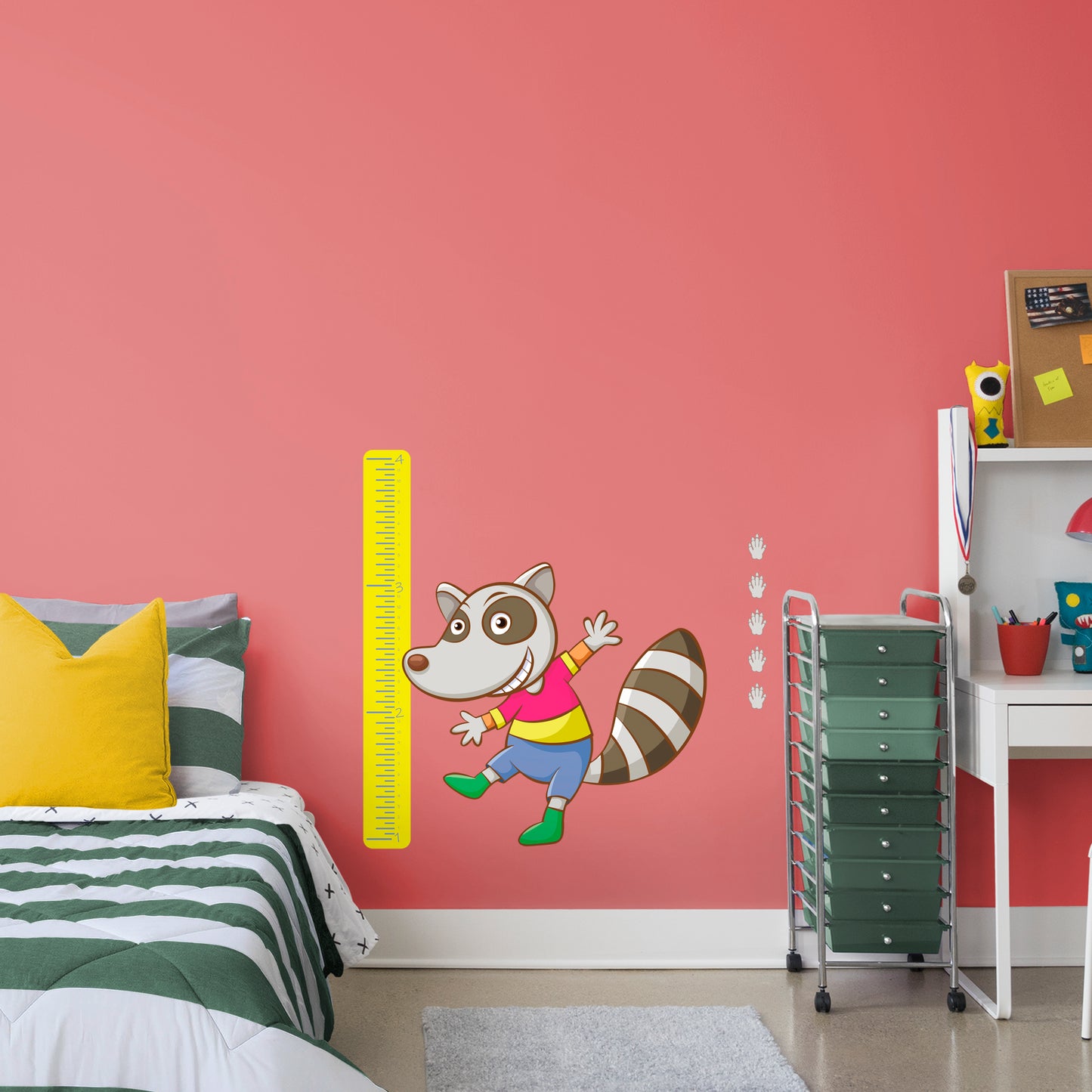 Growth Chart Raccoon  - Removable Wall Decal