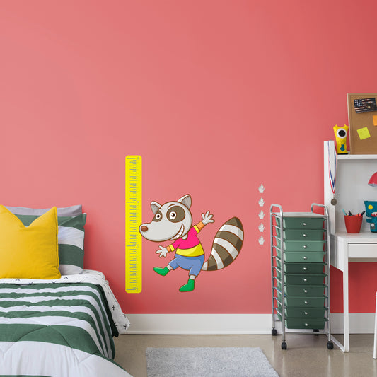 Growth Chart Raccoon  - Removable Wall Decal