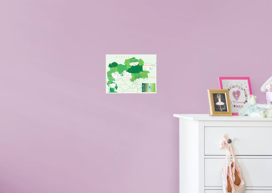 Maps of Asia: Kazakhstan Mural        -   Removable Wall   Adhesive Decal