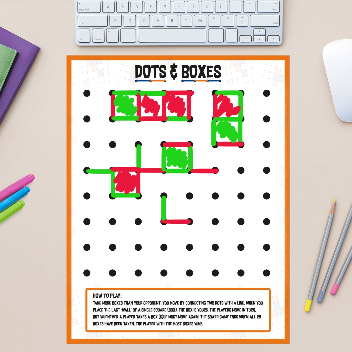 Dots & Boxes - Removable Dry Erase Vinyl Decal