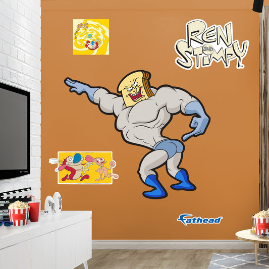 Ren and Stimpy: Toastman RealBig        - Officially Licensed Nickelodeon Removable     Adhesive Decal