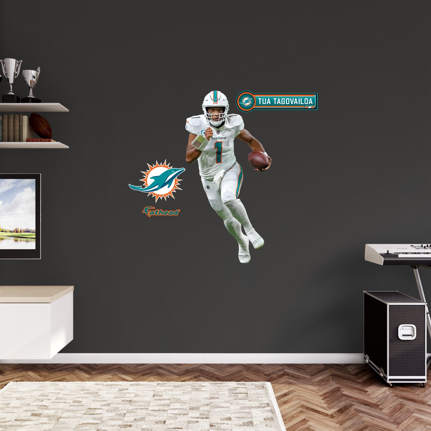 Miami Dolphins: Tua Tagovailoa Rush        - Officially Licensed NFL Removable     Adhesive Decal