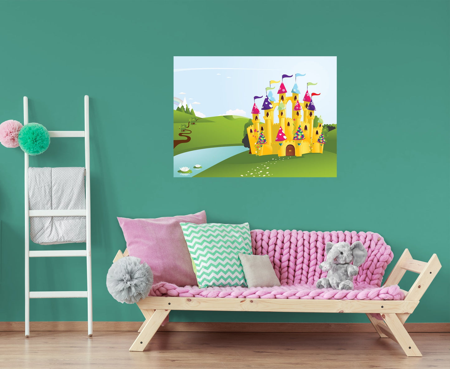 Nursery Princess:  Castle Part 1 Mural        -   Removable Wall   Adhesive Decal