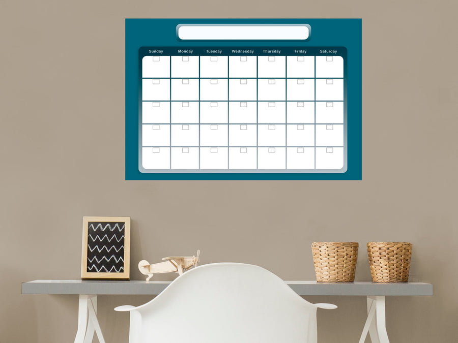 Calendars: All Blue One Month Calendar Dry Erase - Removable Adhesive Decal