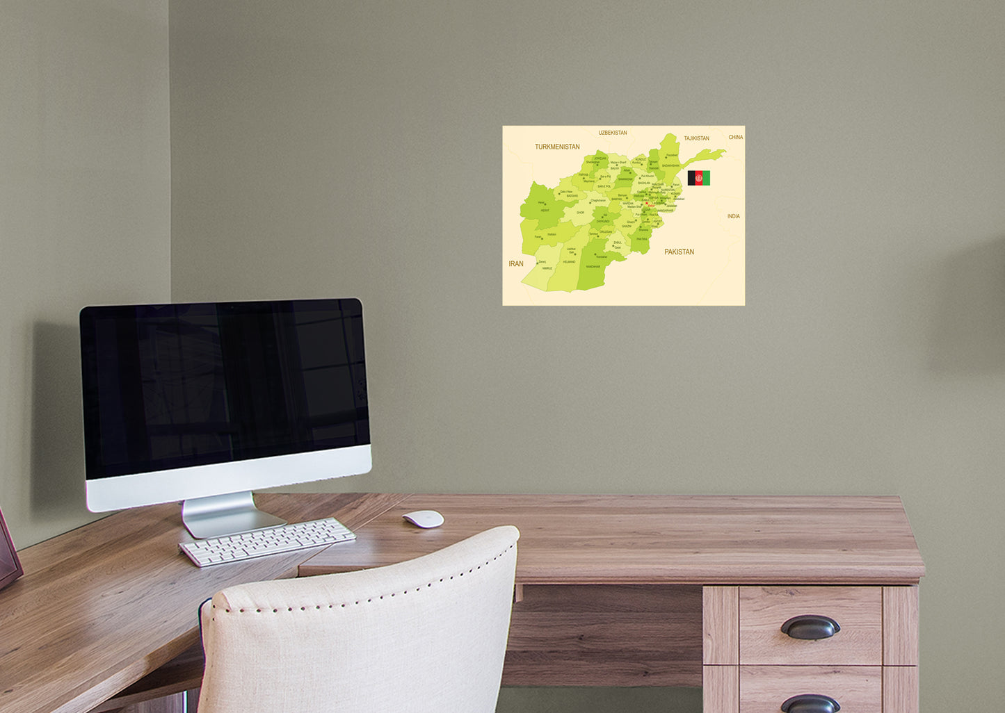 Maps of Asia: Afghanistan Mural        -   Removable Wall   Adhesive Decal