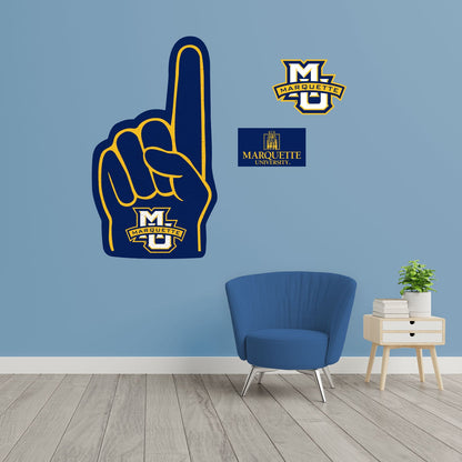 Marquette Golden Eagles: Foam Finger - Officially Licensed NCAA Removable Adhesive Decal