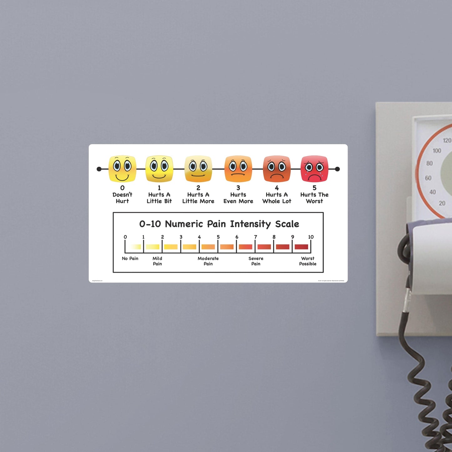 Body Part Chart:  Pain Intensity Scale Sign        -   Removable     Adhesive Decal