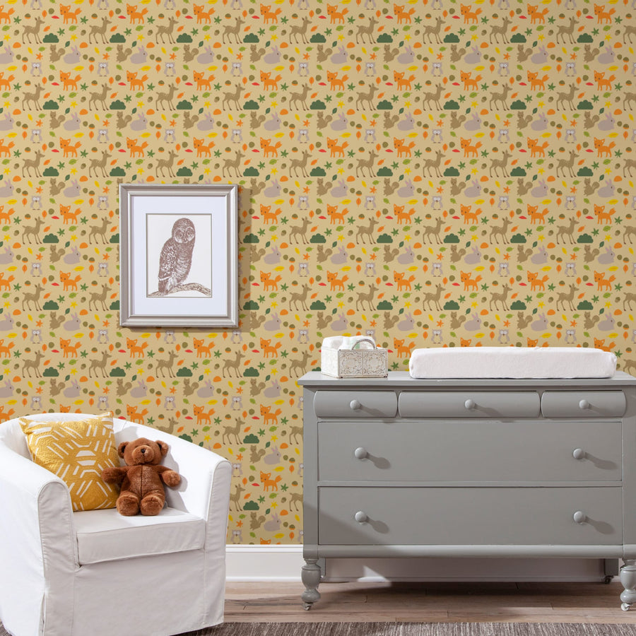 In The Woods (Taupe) - Peel & Stick Wallpaper