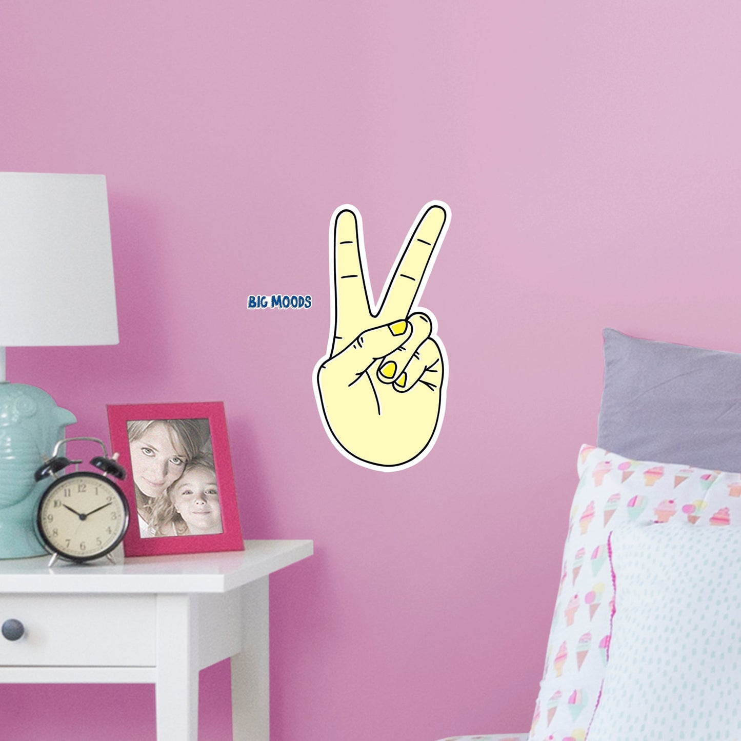 Peace Gesture (Yellow)        - Officially Licensed Big Moods Removable     Adhesive Decal