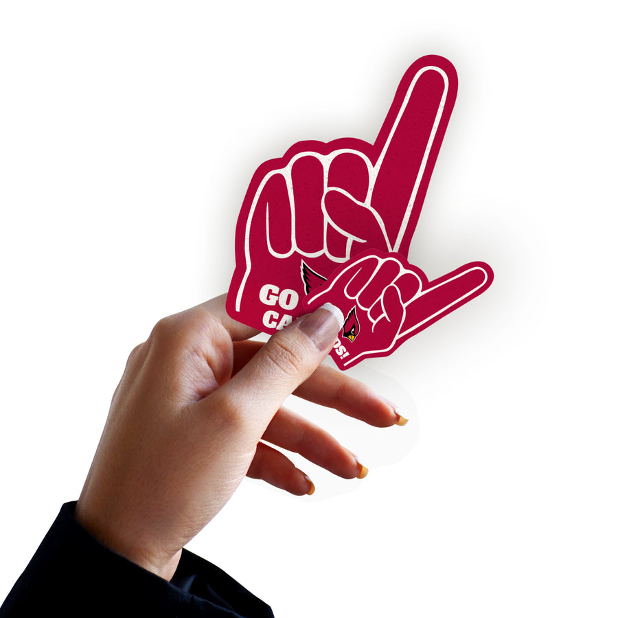Arizona Cardinals - 4 Foam Finger Minis (Mixed Sizes) - Official NFL - Reusable Vinyl Decals
