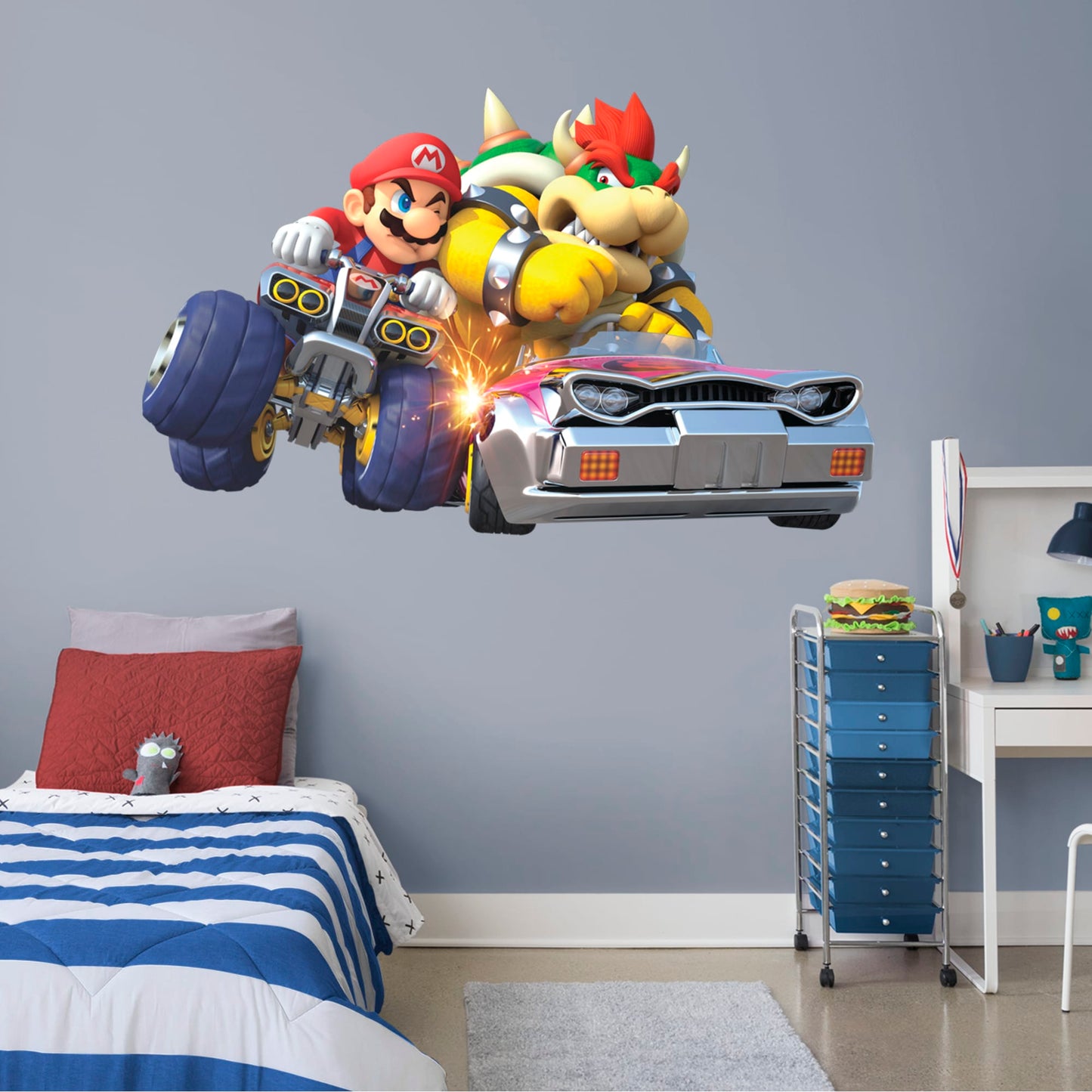 Mario Kart™ 8: Mario and Bowser Collision Mural        - Officially Licensed Nintendo Removable Wall   Adhesive Decal