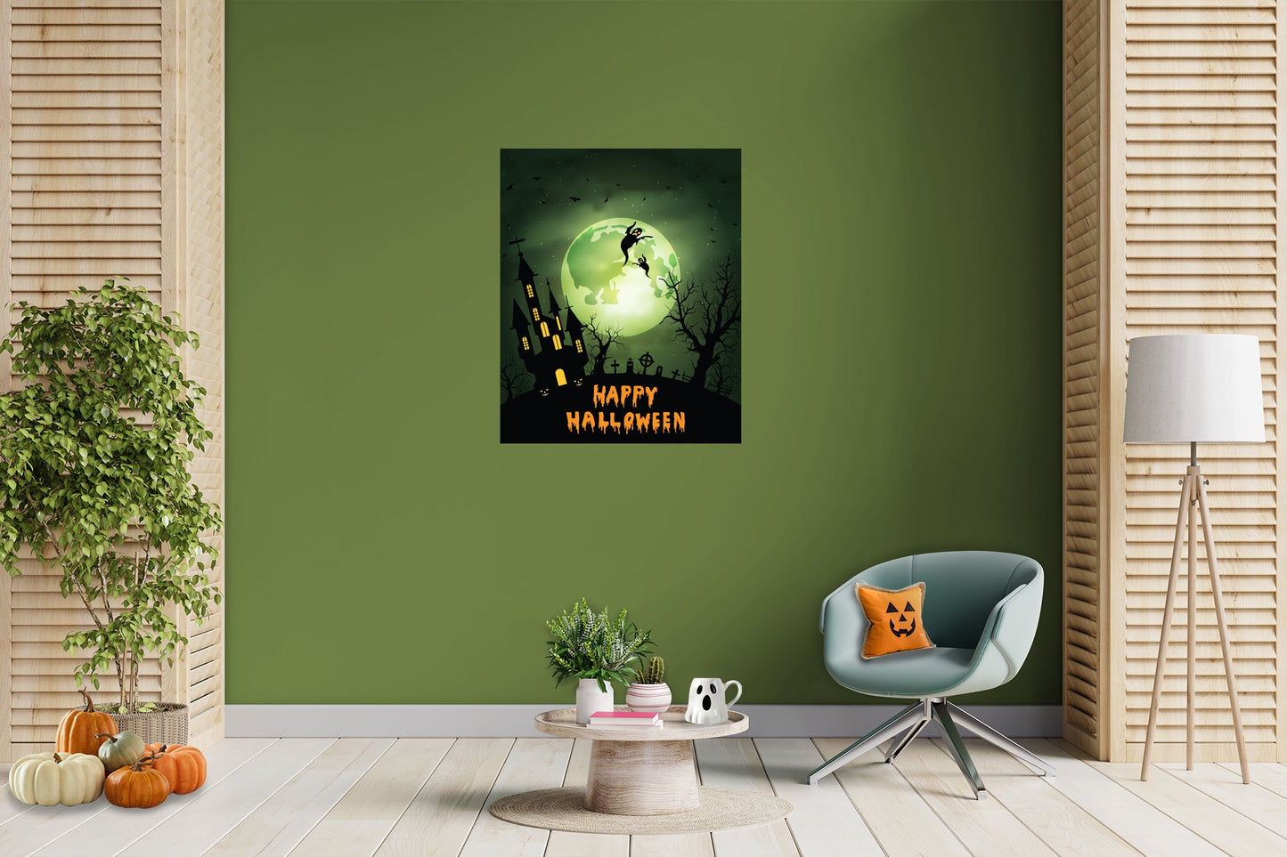 Halloween:  Two Ghosts Mural        -   Removable Wall   Adhesive Decal