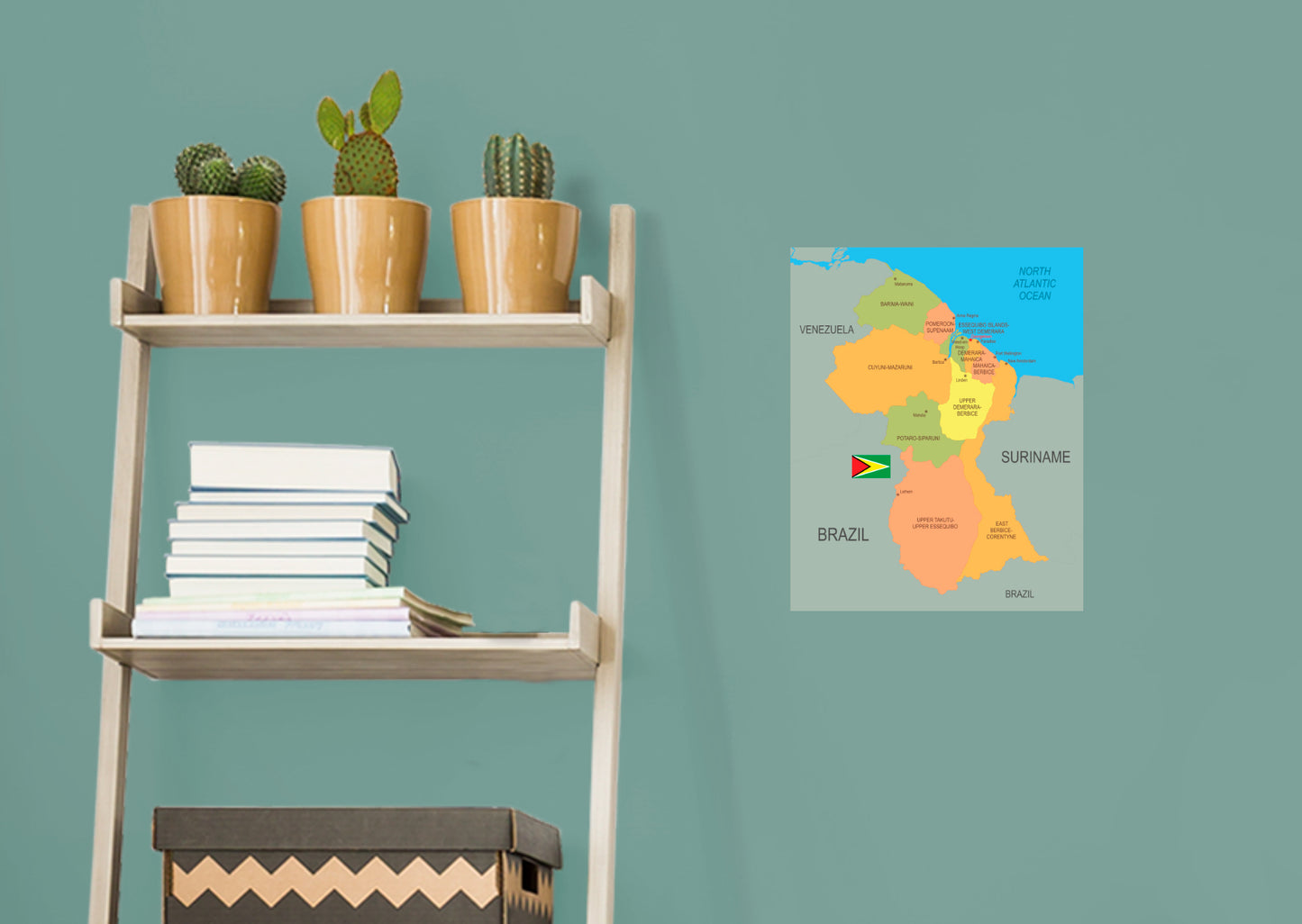 Maps of South America: Guyana Mural        -   Removable     Adhesive Decal