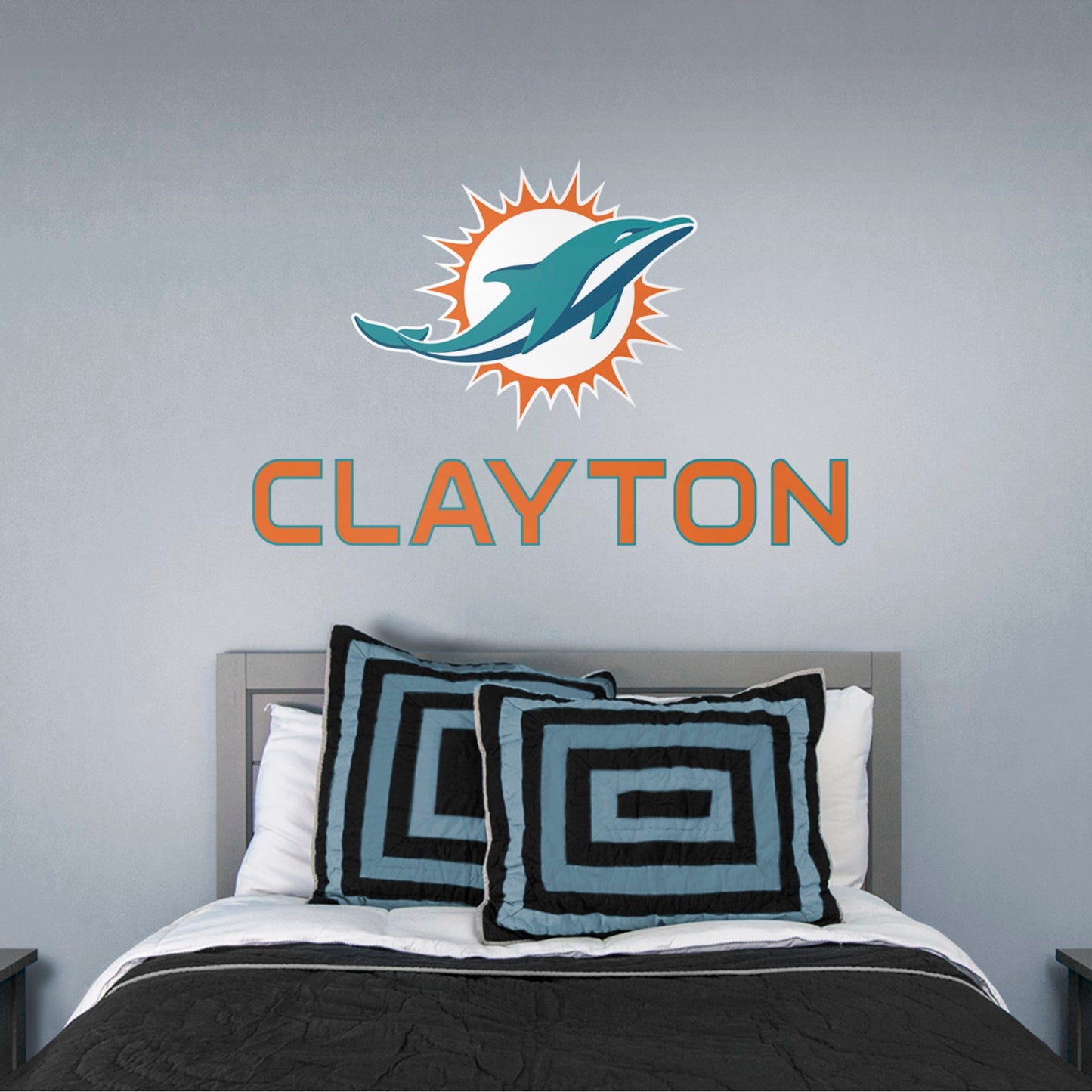 Miami Dolphins:  Stacked Personalized Name        - Officially Licensed NFL    Transfer Decal