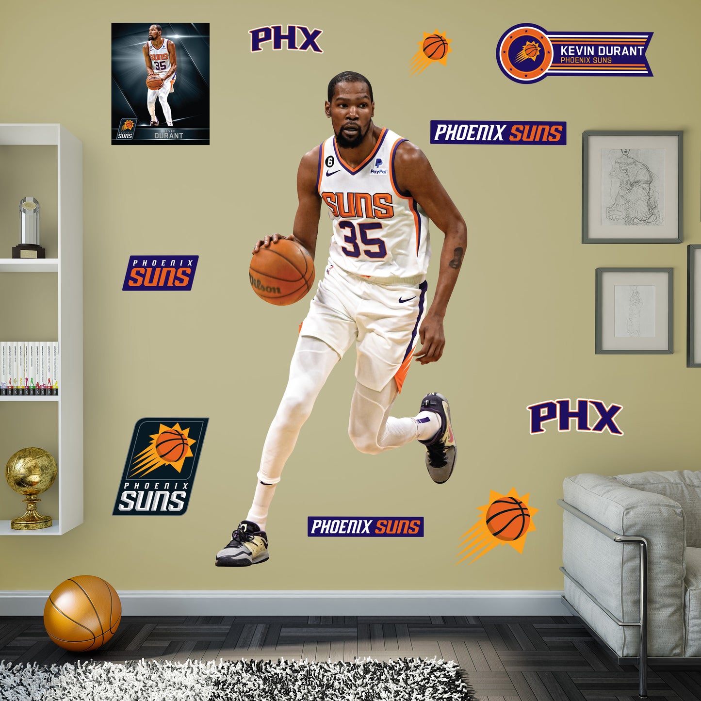 Phoenix Suns: Kevin Durant         - Officially Licensed NBA Removable     Adhesive Decal
