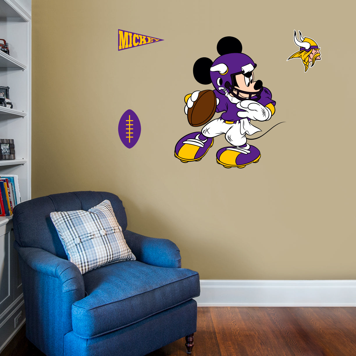 Minnesota Vikings: Mickey Mouse 2021        - Officially Licensed NFL Removable     Adhesive Decal