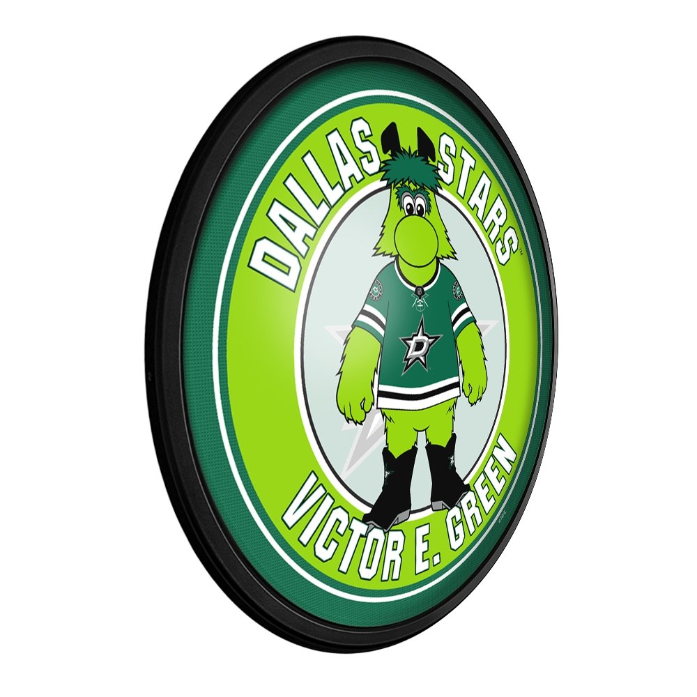 Dallas Stars: Victory E. Green - Round Slimline Lighted Wall Sign - The Fan-Brand