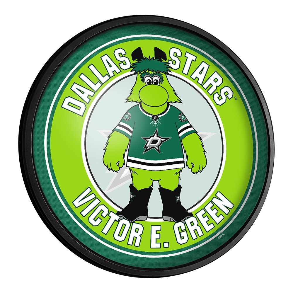 Dallas Stars: Victory E. Green - Round Slimline Lighted Wall Sign - The Fan-Brand