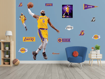 Los Angeles Lakers: LeBron James  Dunk        - Officially Licensed NBA Removable     Adhesive Decal