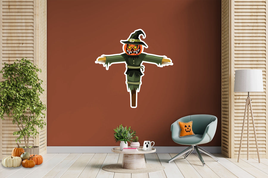 Halloween:  Green Scarecrow Icon        -   Removable     Adhesive Decal