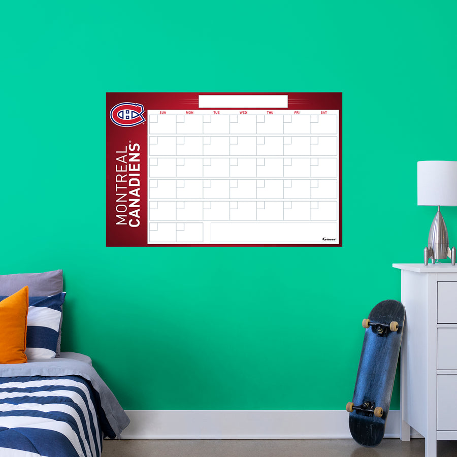 Montreal Canadiens - Dry Erase Calendar - Official NHL - Reusable Vinyl Wall Decal