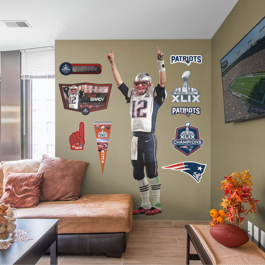 Tom Brady - RealBig Super Bowl XLIX MVP Collection - Official NFL - New England Patriots - Reusable Vinyl Wall Decals