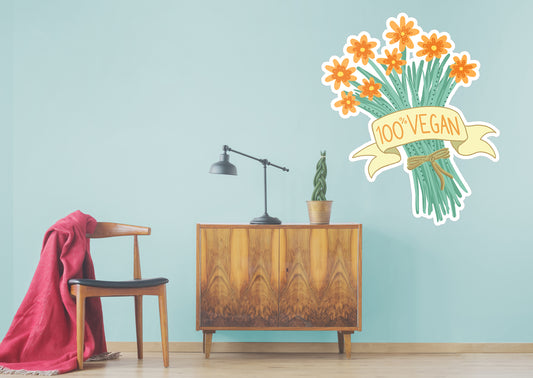 100% Vegan Floral        - Officially Licensed Big Moods Removable     Adhesive Decal