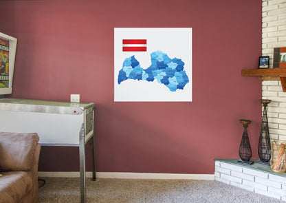 Maps of Europe: Latvia Mural        -   Removable Wall   Adhesive Decal