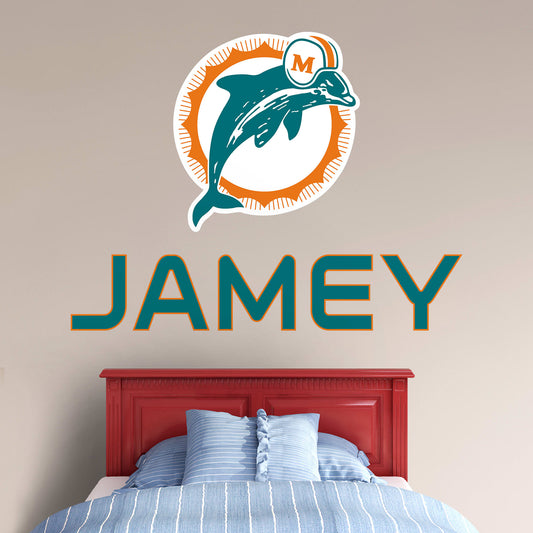 Miami Dolphins:  Classic Stacked Personalized Name        - Officially Licensed NFL    Transfer Decal