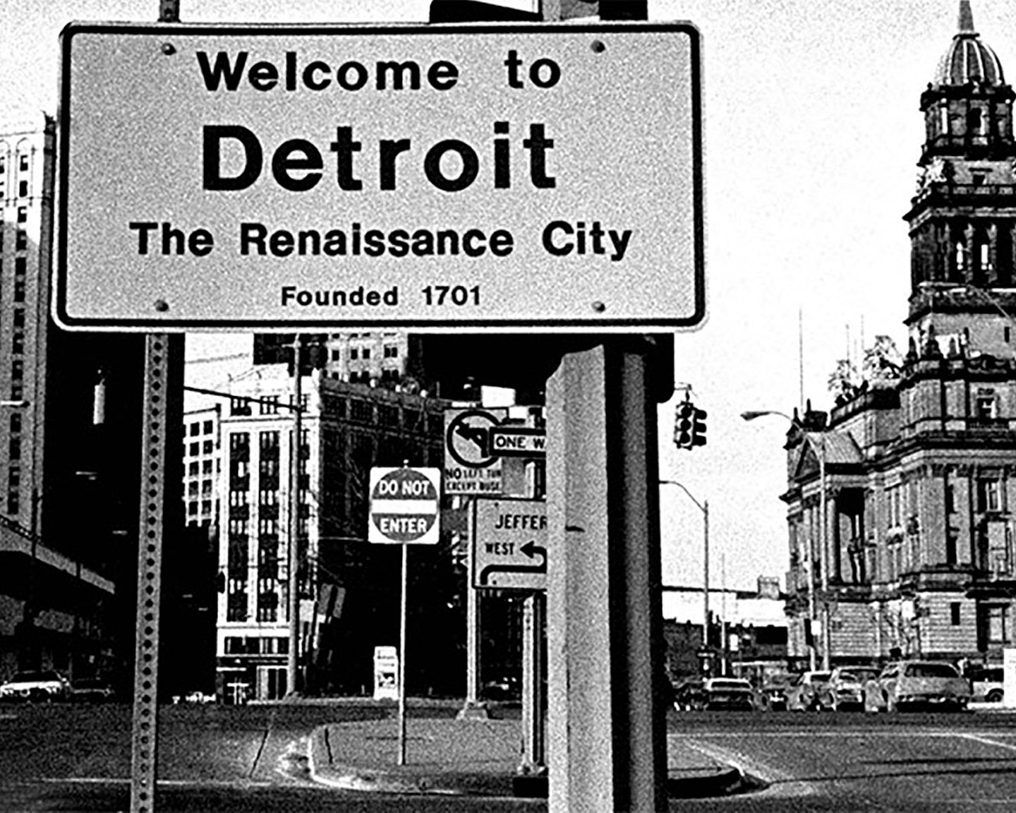 Welcome to Detroit Sign - Officially Licensed Detroit News Framed Photo