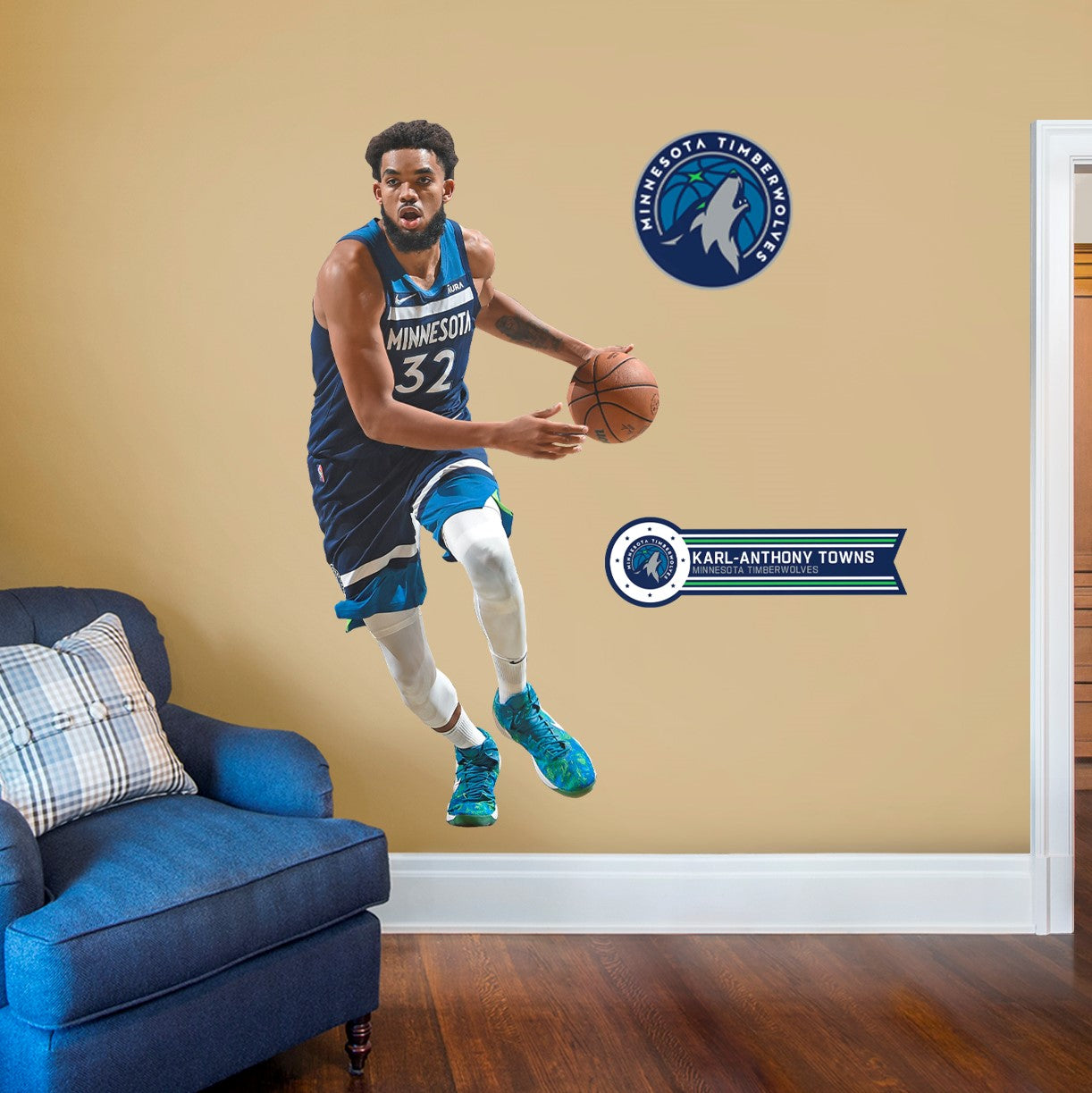 Minnesota Timberwolves: Karl-Anthony Towns 2021        - Officially Licensed NBA Removable     Adhesive Decal