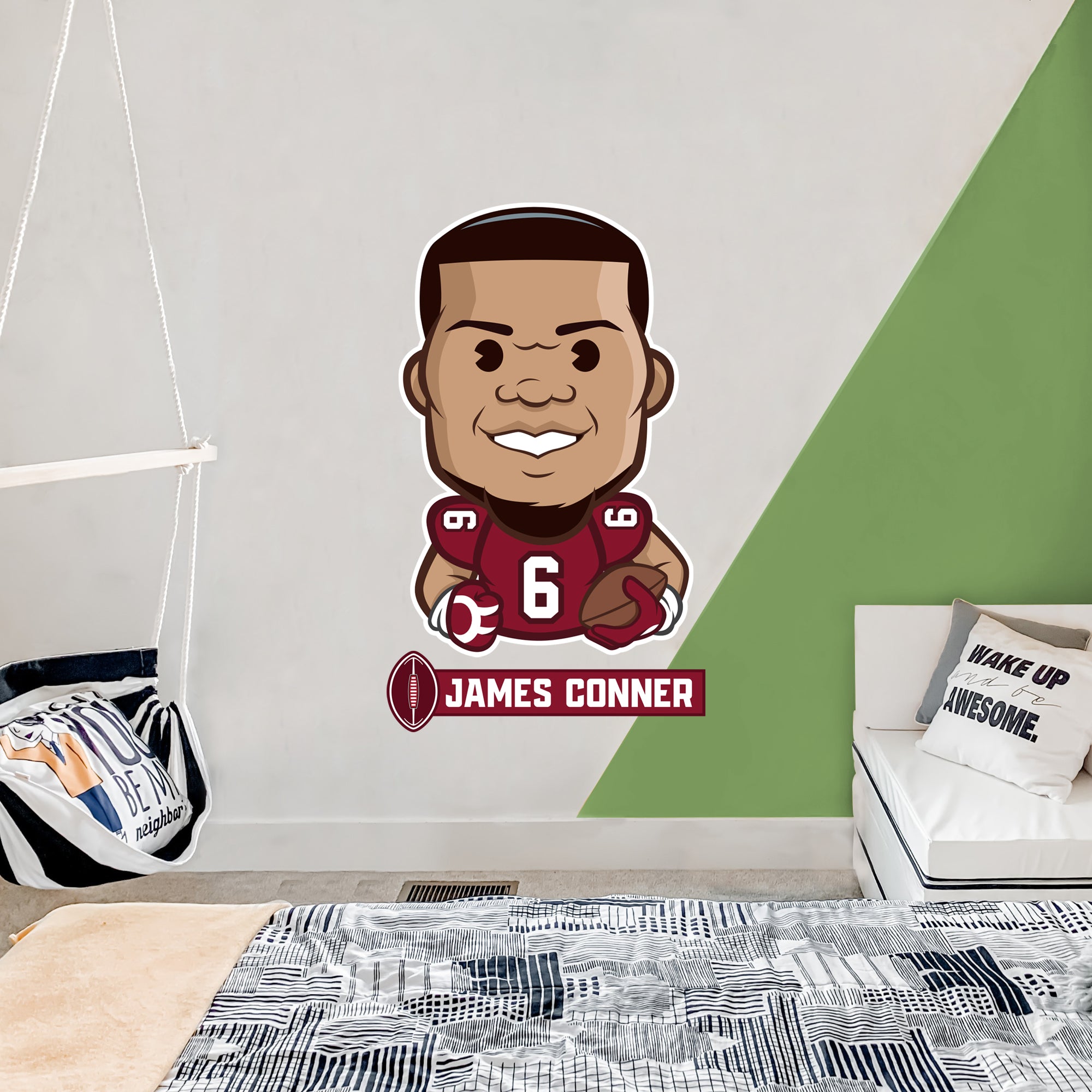 Arizona Cardinals: James Conner 2021 - NFL Removable Adhesive Wall Decal Giant Athlete +2 Wall Decals 28W x 51H