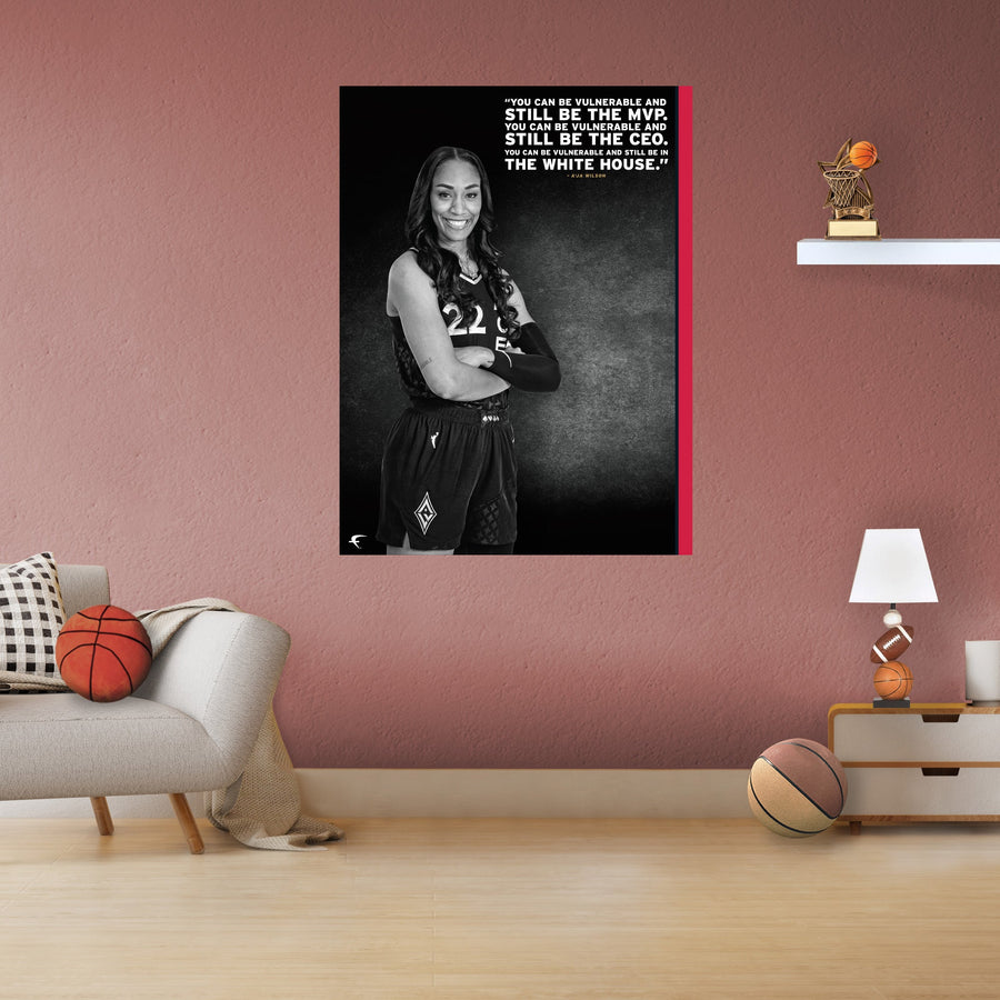 A'ja Wilson - Inspirational - Peel & Stick Poster - Official WNBA - Las Vegas Aces - Reusable Vinyl Wall Decal