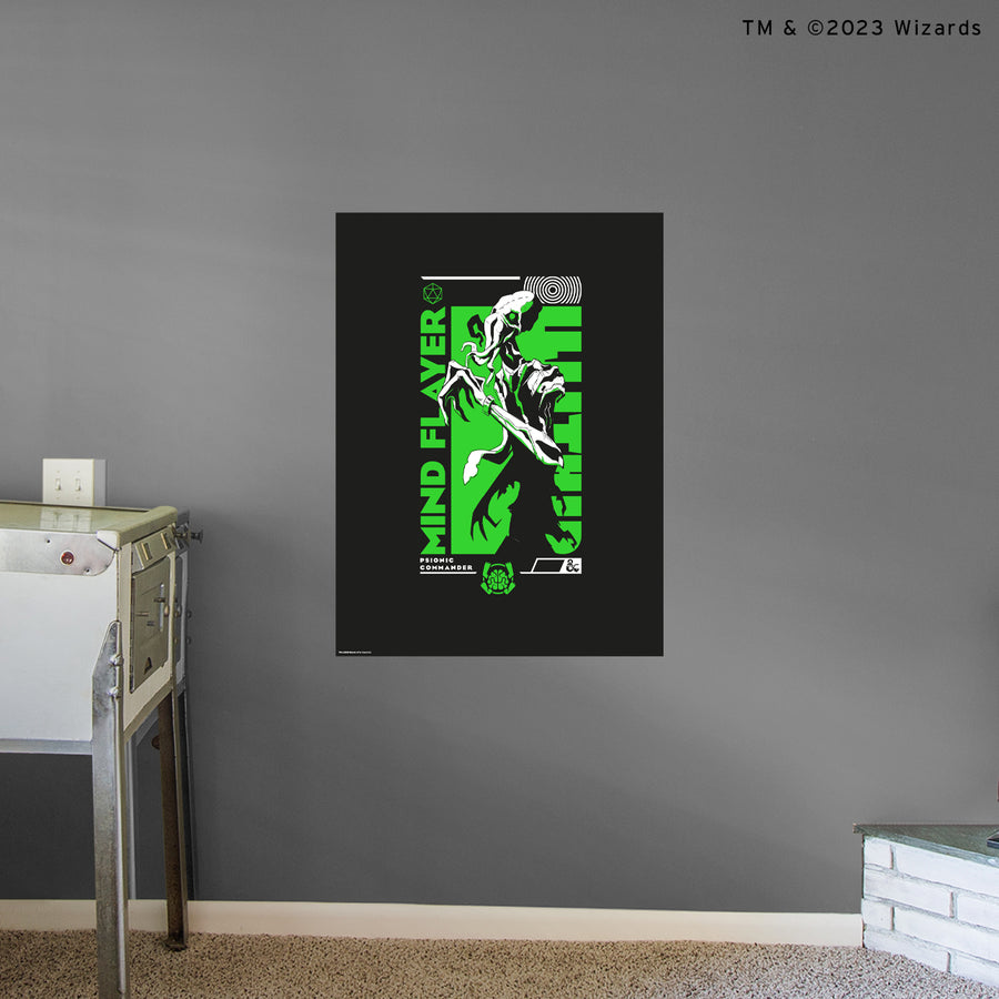 Mind Flayer - Peel & Stick Poster - Official Hasbro - Dungeons & Dragons - Reusable Vinyl Wall Decal