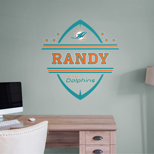 Miami Dolphins:  Personalized Name        - Officially Licensed NFL    Transfer Decal