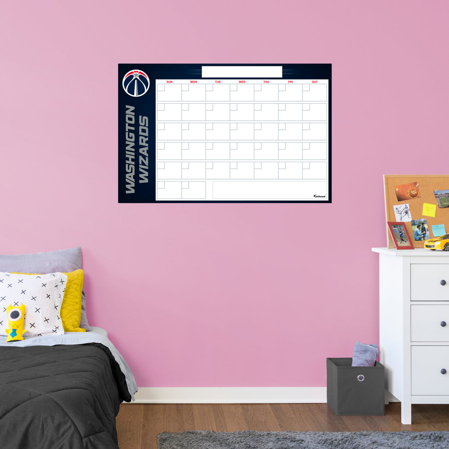 Washington Wizards - Dry Erase Calendar - Official NBA - Reusable Vinyl Wall Decal