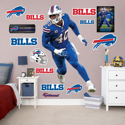 Buffalo Bills: Von Miller         - Officially Licensed NFL Removable     Adhesive Decal