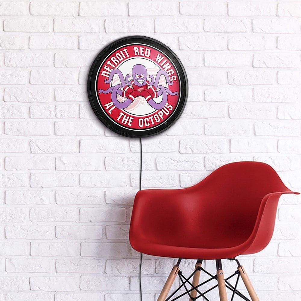 Detroit Red Wings: Al the Octopus - Round Slimline Lighted Wall Sign - The Fan-Brand