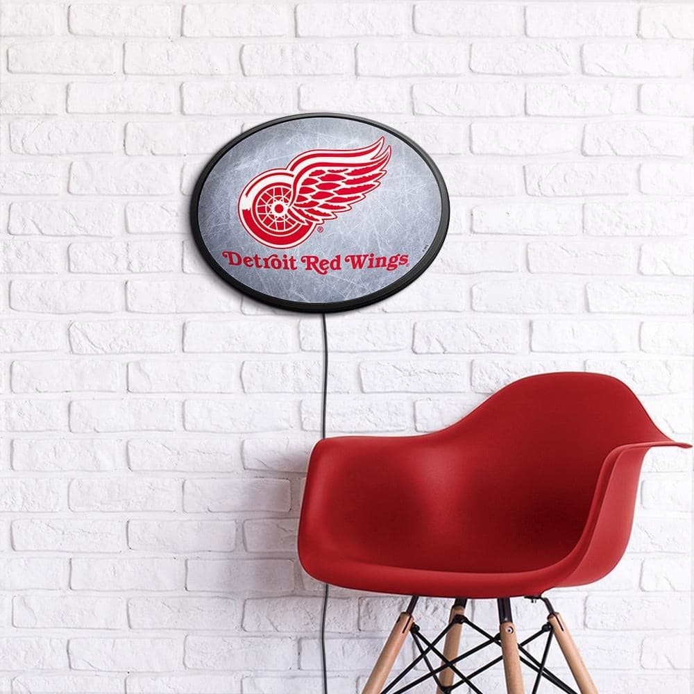Detroit Red Wings: Ice Rink - Oval Slimline Lighted Wall Sign - The Fan-Brand