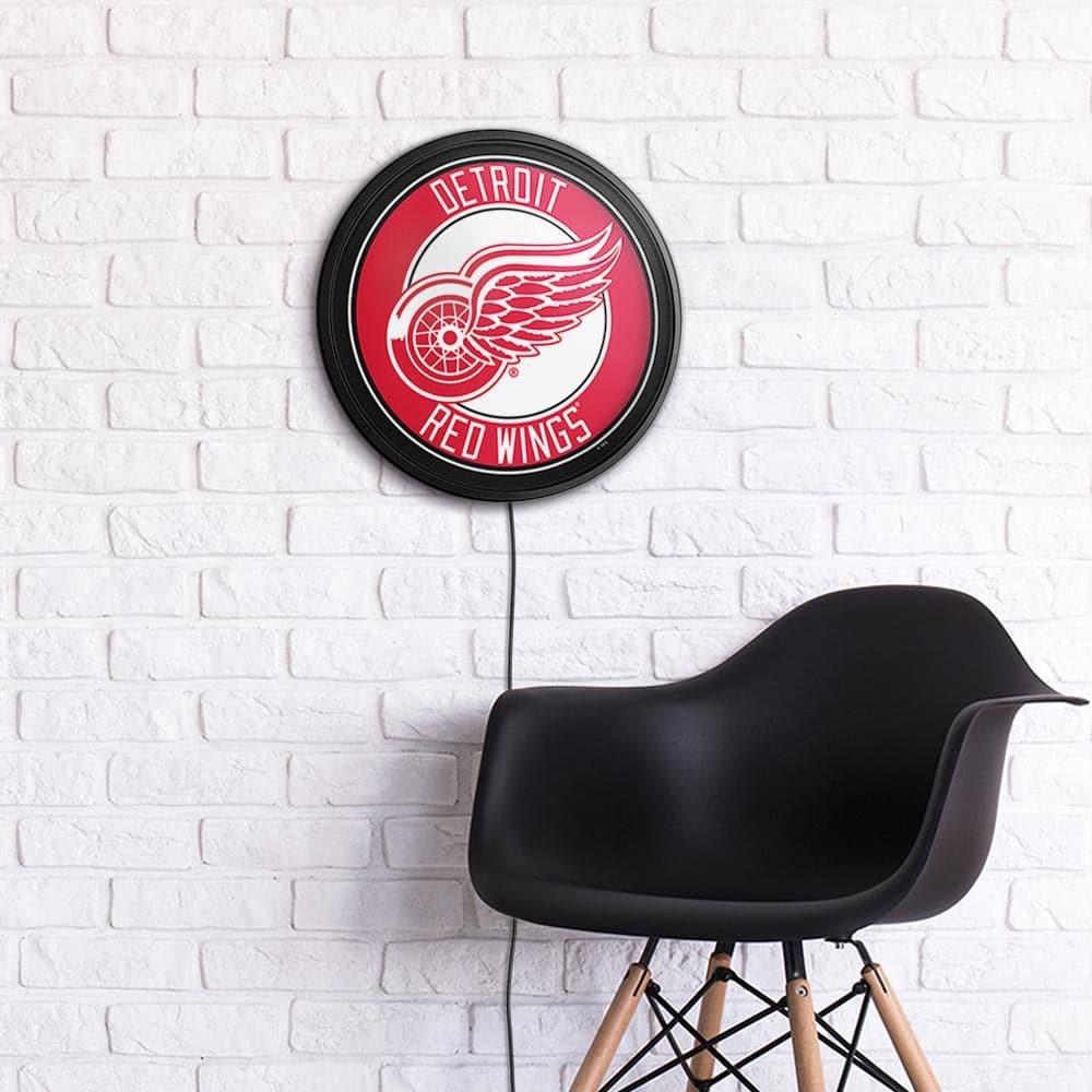 Detroit Red Wings: Round Slimline Lighted Wall Sign - The Fan-Brand