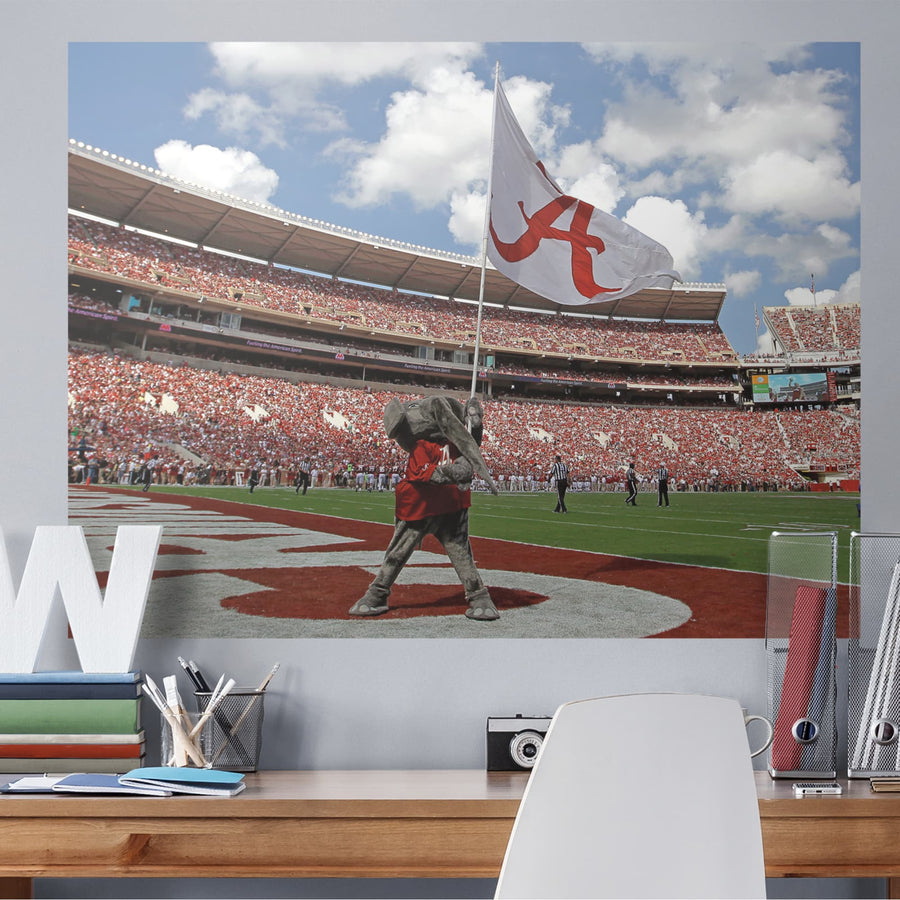Big Al Flag Mural - Peel & Stick Poster - Official NCAA - Alabama Crimson Tide - Reusable Vinyl Wall Decal