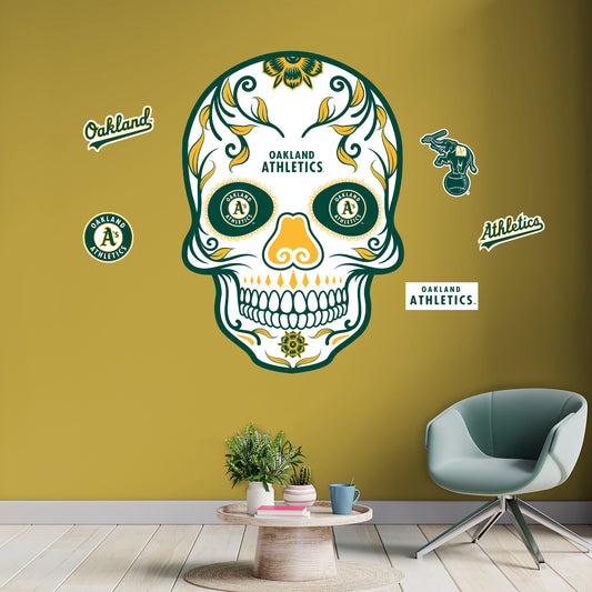 Oakland Athletics:   Skull        - Officially Licensed MLB Removable     Adhesive Decal