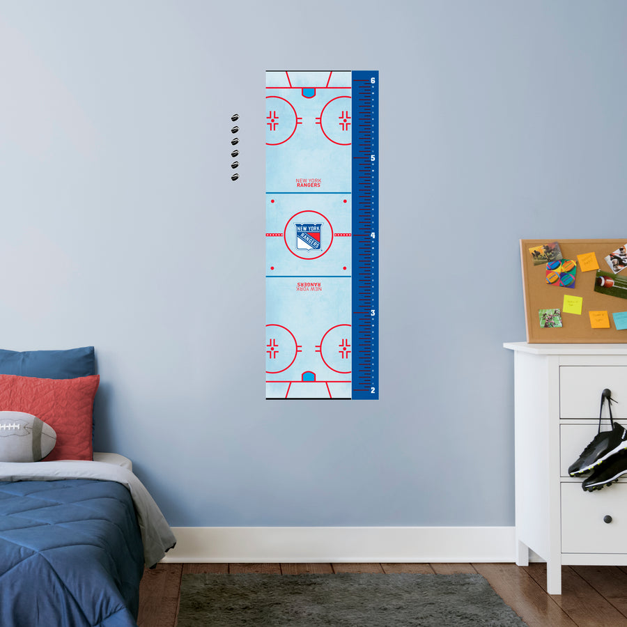 Rink - Growth Chart - Official NHL - New York Rangers - Reusable Vinyl Wall Decal