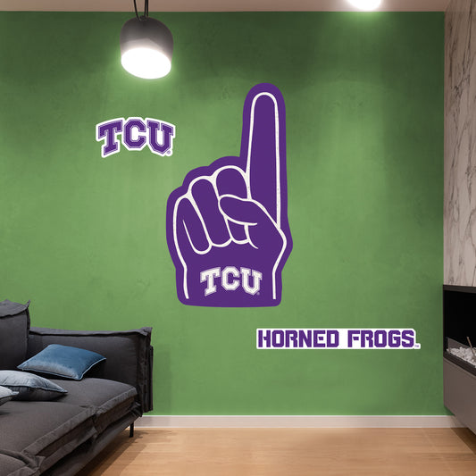 TCU Horned Frogs:    Foam Finger        - Officially Licensed NCAA Removable     Adhesive Decal